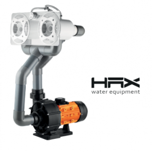 Nado contra corriente HAX STP D con 2 boquillas y bomba con motor de 4 HP Caja control básica con encendido neumático, manguera para hidromasaje y 2 válvulas de 2 1/2"