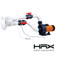 Nado contra corriente HAX STP con 1 boquilla y bomba con motor de 4 HP Caja control básica con encendido neumático, manguera para hidromasaje y 2 válvulas de 2 1/2"