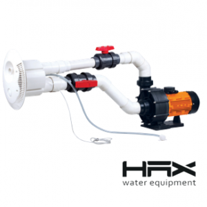 Nado contra corriente HAX STP con 1 boquilla y bomba con motor de 4 HP Caja control básica con encendido neumático, manguera para hidromasaje y 2 válvulas de 2 1/2"